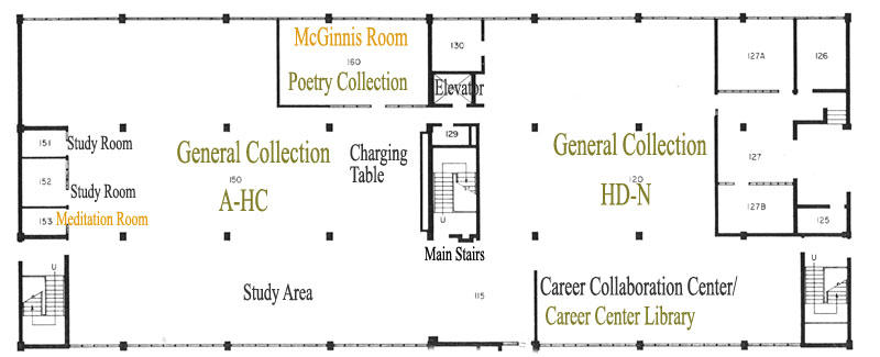 Rodney A. Briggs Library, First Floor Map