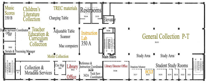 Rodney A. Briggs Library, Third Floor Map