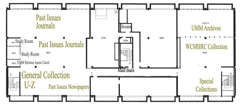 Rodney A. Briggs Library, Fourth Floor Map